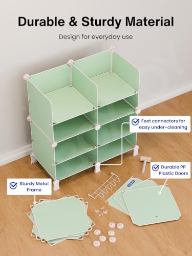 Image of BOXJOY 12 Shelf Plastic Kids Wardrobe with 6 Doors, Sticker Sheet & Holder