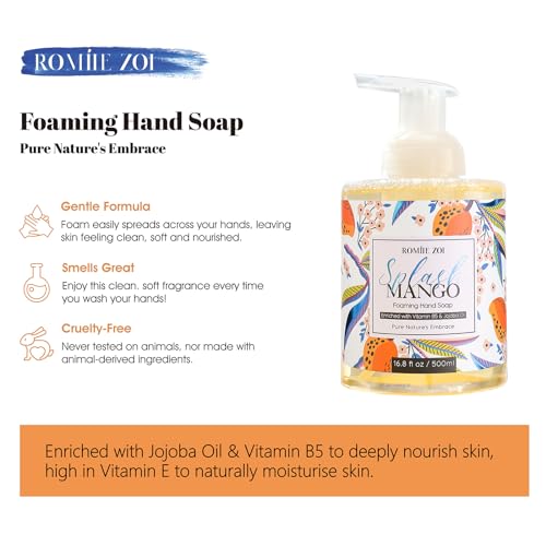 Image of ROMIIE ZOI Foaming Hand Soap, Splash Mango, 500ml / 16.8fl.oz | With Gift Box, Gentle cleansing, nourishes skin without drying