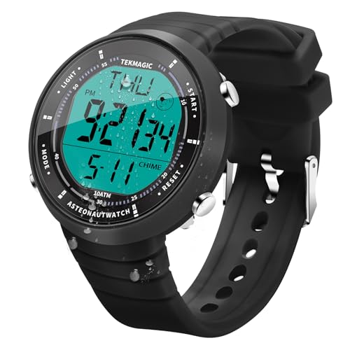 ILAME Swimming and Diving Wristwatch 10 ATM Waterproof Sports Watchwith Multiple Functions of Alarm Clock, Stopwatch, Countdown, Dual Time, 12 and 24 Hour Format Switchable, Silicone Band
