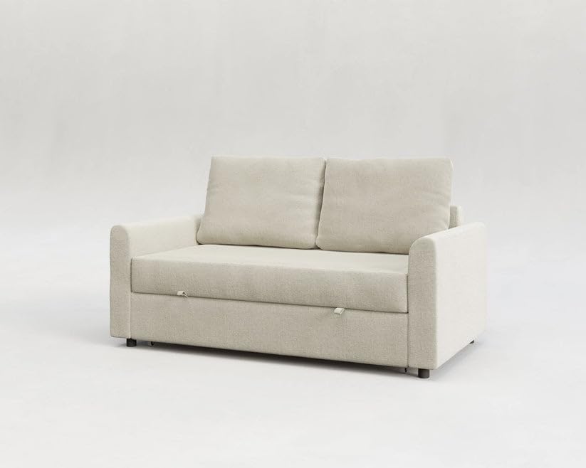 EMME HOME Sofá Extensible ergonómico de 2 plazas para Comedor Cinque (Tela Entrelazada Blanca, No Reclinable)