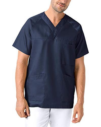 CLINIC DRESS Schlupfkasack - Kasack Herren bunt für Pflege und Altenpflege, Ranglanarm und Brusttasche, 95 Grad Wäsche Navy M Cover