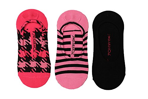 Betsey Johnson Women's Fashion Footies Herringbone and Stripe BJ41910, pink/black, one size