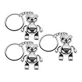 Housoutil Llavero de Aleación de Zinc Diseño de Oso, Set de 3 Piezas Plateadas, Colgante Decorativo para Llaves y Bolso, Accesorios Originales para Mujer, Obsequio Navideño