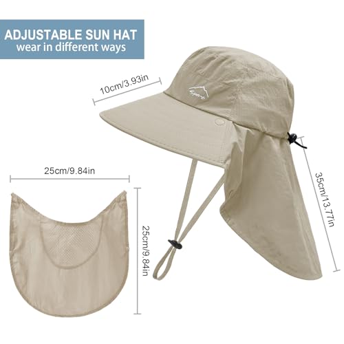 Image of Sun Hat for Men Women with Neck Flap,UPF 50+ UV Protection Fishing Hat