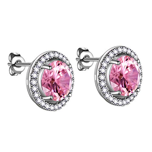 beautlace Birthstone Necklaces/Stud Earrings/Rings/Bracelets/Jewelry Sets Silver Plated Round Shape Birthstone Pendant Jewelry Birthday Gifts for Men and Women