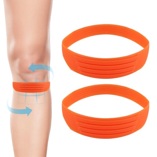NQEUEPN 2 Cinturino Tendine Rotuleo, Fasce Ginocchio Rotuleo Silicone Supporto Elastico Ginocchio Rotuleo Tutore Flessibile Tendine Rotuleo per Saltatori Che Corrono, Sport, Uomini Donne (Arancione)