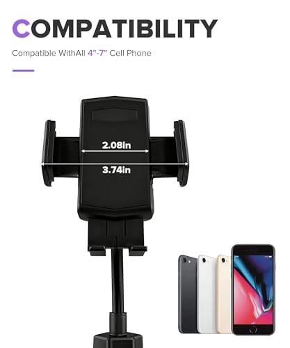PAIYUE Car Cup Holder Phone Mount,Car Accessories 2-in-1 Adjustable Phone Cup Holder with Flexible Gooseneck & 360° Rotatable Cradle for 4"-7" Smartphones,Fits Most Standard Vehicle Cup Holders