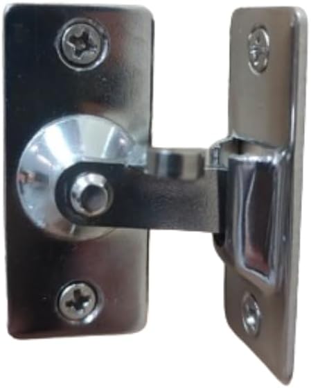 90Degree Barn Door Lock, Gate Latches Hardware, Door Security Sliding Door Latch Lock fo Cabinets, Barn Door, Bathroom, Gardenr Doors (Silver Plating, 1.73x0.74inch)
