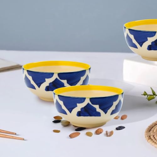 Image of Ceramic Bowl Set | 2-Piece Lightweight Crockery for Daily Use | Navy Blue Ramen & Snack Bowls (200ml Each) | Elegant Microwave & Dishwasher Safe | Perfect Christmas & New Year Gift