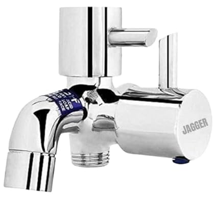 JAGGER TURBO Full Brass 2 in 1 tap for bathroom with foam flow 2 in 1 bib cock Chrome Plated Tap for washing machine and toilet faucet with Wall Flange and Teflon Tape