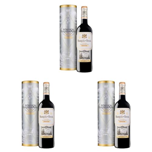 Marques De Riscal Vino Tinto Reserva Denominación De Origen Calificada Rioja, Variedad Tempranillo, 24 Meses En Barrica, Botella Individual Con Cánister De 750 Ml Paquete De 3 Marques De Riscal Vino Tinto Reserva Denominación De Origen Calificada Rioja, Variedad Tempranillo, 24 Meses En Barrica, Botella Individual Con Cánister De 750 Ml Paquete De 3