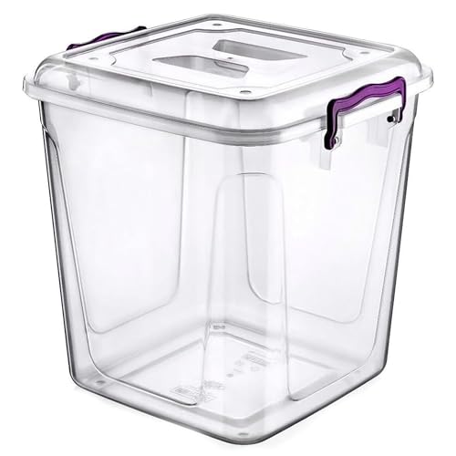 Safri 40L/20L/13L/11L/10L/8.5L/6.5L/5L/3.8L Clear Kitchen Pantry Storage Container Fridge Freezer Dishwasher Microwave Safe Food Storage Box Organizer Meal Carrier (40 Litre)