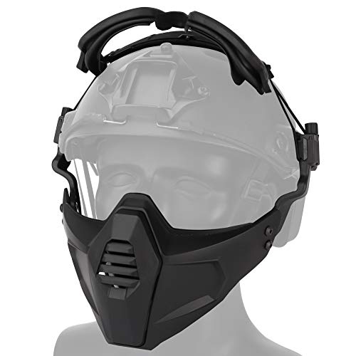 ATAIRSOFT Tactical Airsoft Half Face Mask and Detachable Goggles Set Attach to Fast Paintball Helmet (Black)