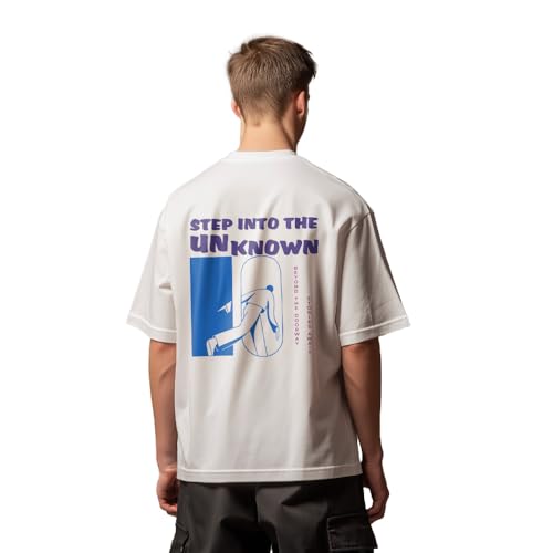 Image of Nobero Men's Oversized Graphic T-Shirt for Men | Soft Cotton | Drop Shoulder Relaxed Fit | Printed Casual Tshirt for Men