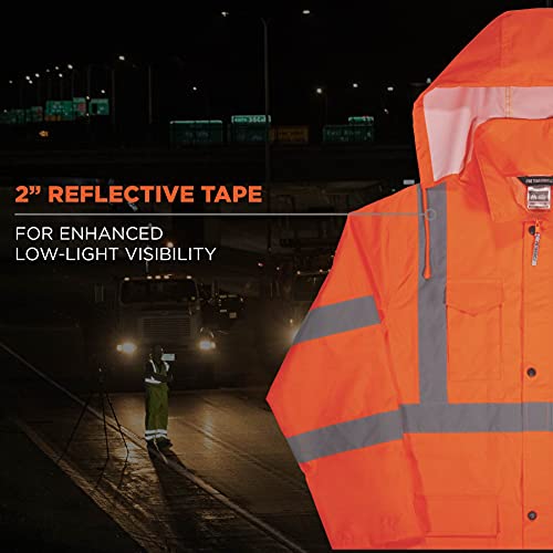 Ergodyne Standard High Visibility Reflective Lightweight Rain Jacket, Orange, Small #TOP5