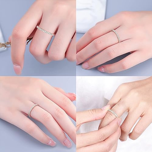 MOOSEA Moissanite Wedding Bands for Women, 0.2-0.3ct D Color VVS1 Clarity Lab Created Sterling Silver Rings Half Eternity Stackable Engagement Ring Anniversary Band Wedding Rings for Women3