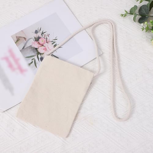 GSHLLO 6 Pcs 17 x 13cm Blank Canvas Cross Body Bags Children's Zipper Shoulder Bags Kids Shoulder Purses Lightweight Cloth Painting Bags Craft Fabric Bags with Zipper for DIY Crafts4
