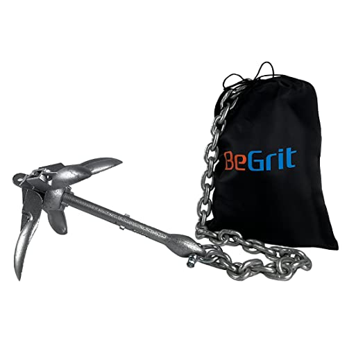 BeGrit 2,5 kg składany zestaw kotwicy przenośny ocynkowany kajak kotwica grapnel zestaw kotwicy z 8 mm Chai...