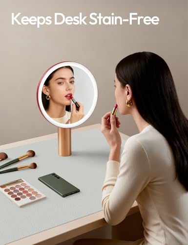 Image of YSAGi Leather Desk Pad Protector, Office Desk Mat, Large Mouse Pad, Non-Slip PU Leather Desk Blotter, Laptop Desk Pad, Waterproof Desk Writing Pad for Office and Home (Light Grey, 23.6 inch x 13.8 inch)