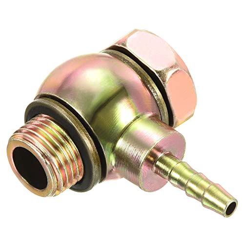 PATIKIL Hose Barb Fitting Elbow 6mm Barbed M16x1.5 Male Thread, Carbon Steel Pipe Adapter Connector for Air Water Fuel Oil Gold