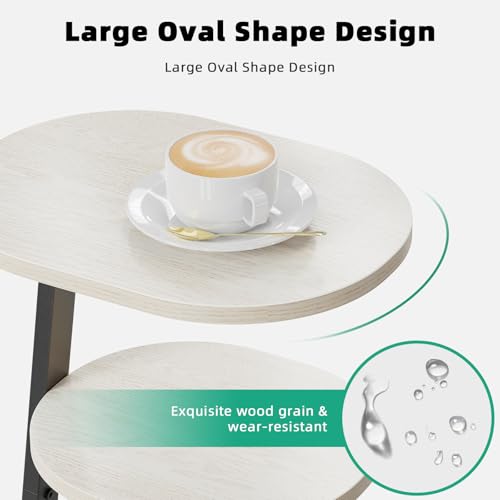 33% Off Small Oval Side Table with Metal Frame - White Maple