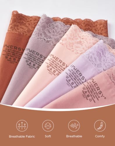 Image of INNERSY Women's Cotton Underwear Lace High Waisted Panties 5-Pack