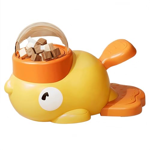 自動給餌器&ペット知育おもちゃ 2in1 おもちゃ 給餌器 犬猫用知育玩具 犬 おやつ おもちゃ自動 水洗可能 犬のおもちゃ 押すとおやつが出る 犬 時間潰し 自主遊び (イエロー)