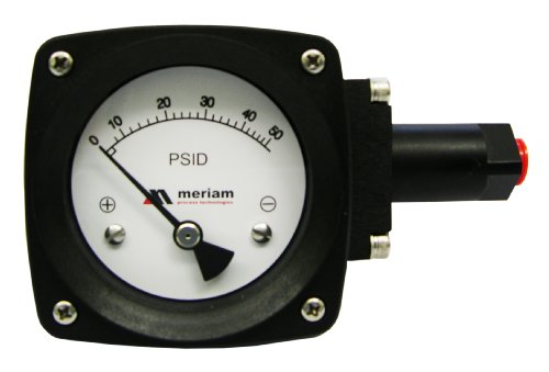 Meriam 300 Series 316 Stainless Steel Convoluted Diaphram Gauge with Buna-N Seal, 0-15 psid Range, 4.5" Dial, +/- 2% Accuracy, 1/4" NPT Female Connection