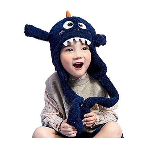 Kids Plush Hat, Ear Moving Jumping Hats Funny Cute Rabbit Animal Winter Warm Cap for Boys and Girls Christmas Holiday Party Cosplay Costume Blue Cover
