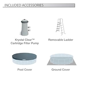 Intex Greywood Prism Frame 15' x 48" Round Above Ground Outdoor Swimming Pool Set with 1000 GPH Filter Pump, Ladder, Ground Cloth, and Pool Cover Intex Greywood Prism Frame 15 x 48 Round Above Ground Outdoor Swimming Pool Set with 1000 GPH Filter Pump Ladder Ground Cloth and Pool Cover