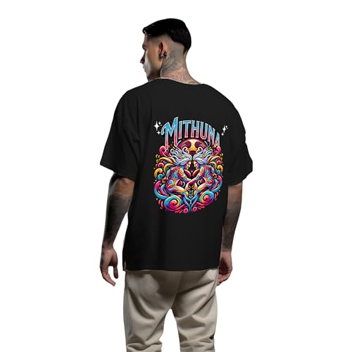 Image of Men's Zodiac Sign Printed Oversized Cotton T-Shirt