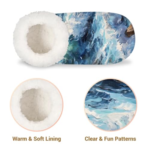 Slippers for Women Sea Sky Blue Warm Soft Cozy Warm House Slipper With Fuzzy Closed Back Anti-Slip Memory Foam Non Slip Sole for Indoor Bedroom Winter Ladies Shoes Medium 7-84