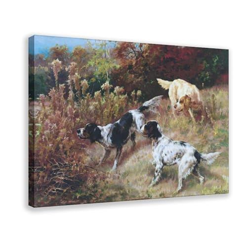 Impression sur toile Setters on The Hunt Osthaus cadre suspendu 41x61 cm