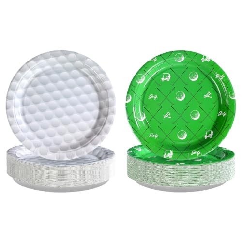 Grencian 50Pcs Golf Paper Plates 9 inch Disposable Heavy Duty