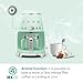 Smeg 50's Retro Style Aesthetic Drip Coffee Machine with 10 Cup Glass Carafe, Auto Start Feature, Keep Warm Plate, and Two Coffee Strength Settings (Pastel Green)
