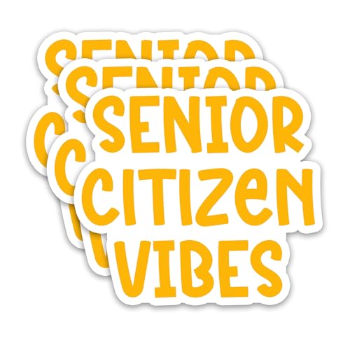 (3Pcs) Senior Citizen Vibes Sticker – Funny Birthday and Retirement Vinyl Decals, 40th, 50th, 60th, 70th, 80th Birthday Gifts, Waterproof Stickers for Laptop Water Bottle Scrapbook Journal, 3 x 2 inch