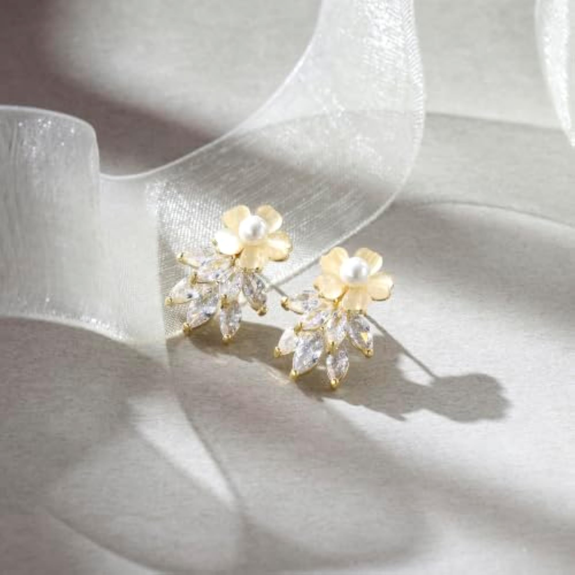 Women's Aurelie Bloom Crystal Bow Stud Earrings, Anti Tarnish