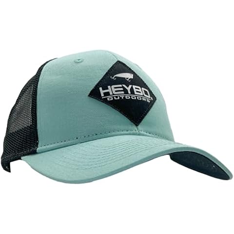 Heybo Outdoors Bass Fishing Trucker Hat Mesh Back SnapBack Bass Fishing Trucker Hat One Size Fits Most - Top Water Plug Sage Cover
