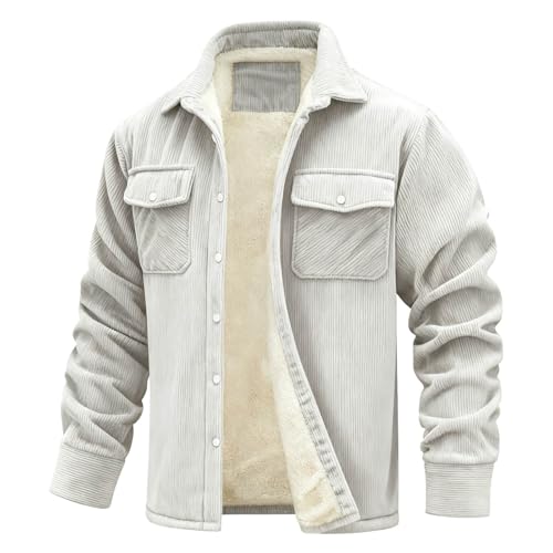 Veste en velours côtelé homme doublure chaude polaire avec poche col revers unie