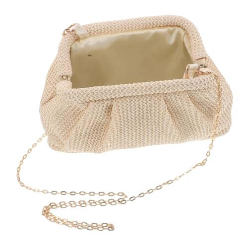 Sac pochette tressé pour femme avec chaîne amovible format compact