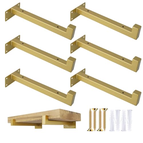OVOV 6 Pack 8 Inch Gold Shelf Brackets with Lip Wall Shelf Brackets by OVOV - Used condition - US$23.85
