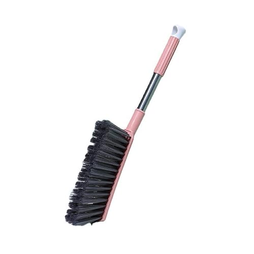 Long Handle Brush for Bed, Sofa, Carpet Cleaning, Soft Bristle Dust Cleaning Brush with Hanging Hook (pink)