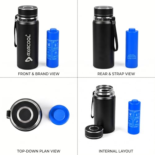 Image of Insulin Cooling Bottle Black with bio-ice Gel Pack - Insulin Cooler Travel Case 24 Hour for Insulin Pen, Insulin Travel Case, Ice Box for Insulin, Ice Bag Travelling for Diabetes Care