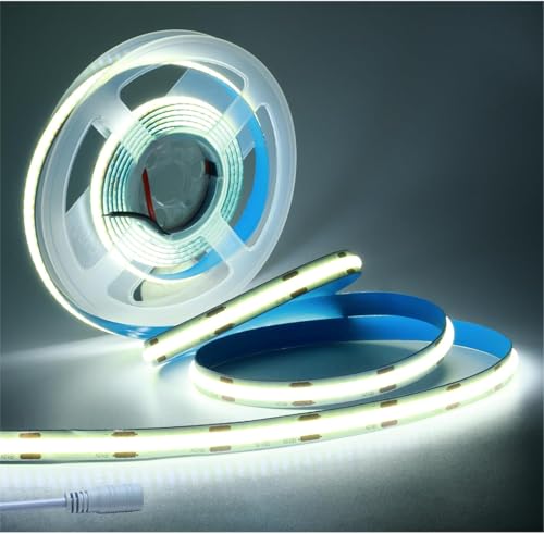 Tyun Bande LED COB 12V, 2 mètres Blanc 6000K 320 LED/m Lumière néon Rubans Flexible Barre Lumineuse avec Connecteur CC pour fête, comptoir, étagère, décoration intérieure