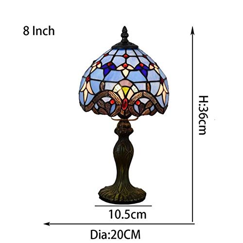 Image of Lila Baroque Tiffany Style Table Lamps Lighting 8 Inch Glass Painting Lampshade Ancient Base for Living Room Bedroom
