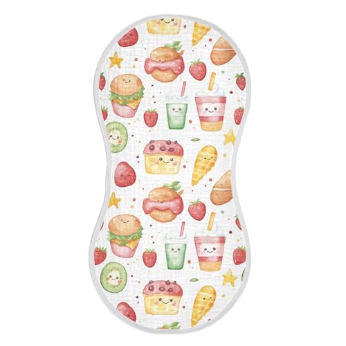 vvfelixl Muslin Burp Cloths Watercolor Illustration Food Baby Washcloths for Baby Girl Boys 2 Pack