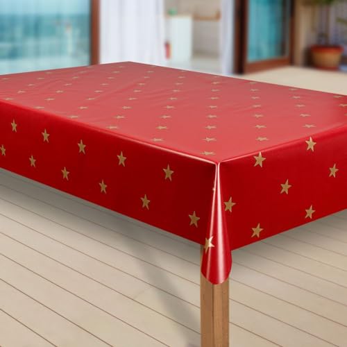 laro Wachstuch-Tischdecke Sterne Weihnachten Weihnachts-Motive PVC...