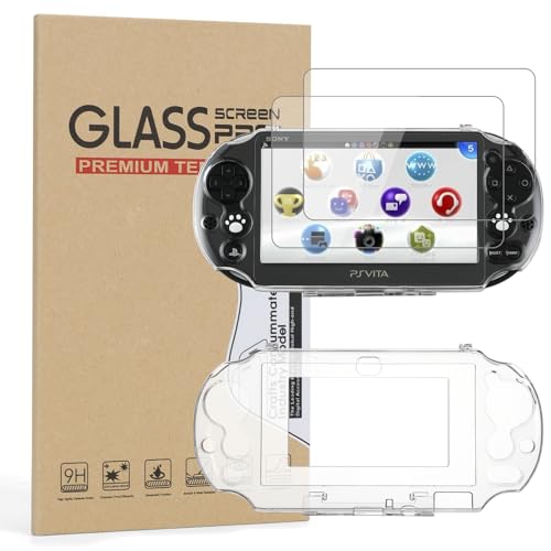 Jekarsy 2-in-1 Kit for PS Vita Case Bundle, Clear Crystal Cases for PSV 2000, Two Tempered Glass Screen Protector, Console & Other Accessories Not Included