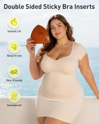 Image of Niidor Large Size Bra Inserts,Double Sided Sticky Bra Pads Inserts for D+ Cups