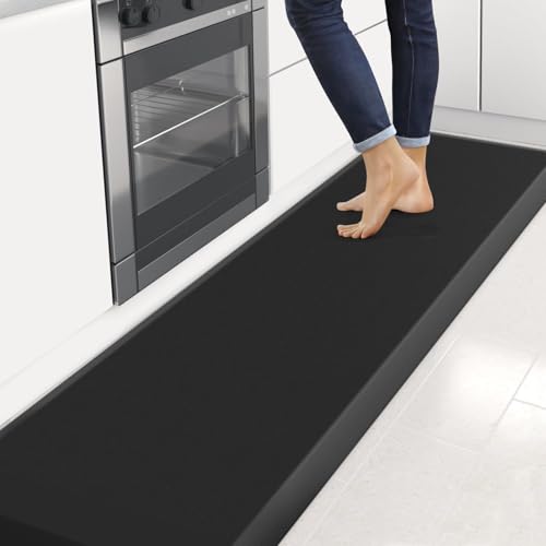 Image of 4 /5 Inch Thick Kitchen Mats for Floor, StepRite Kitchen Rug for Standing Desk, Non-Slip, Thicker, Stain & Water Resistant, Comfort Anti Fatigue Floor Mat for Home, Kitchen, Office - Black,108 * 30''